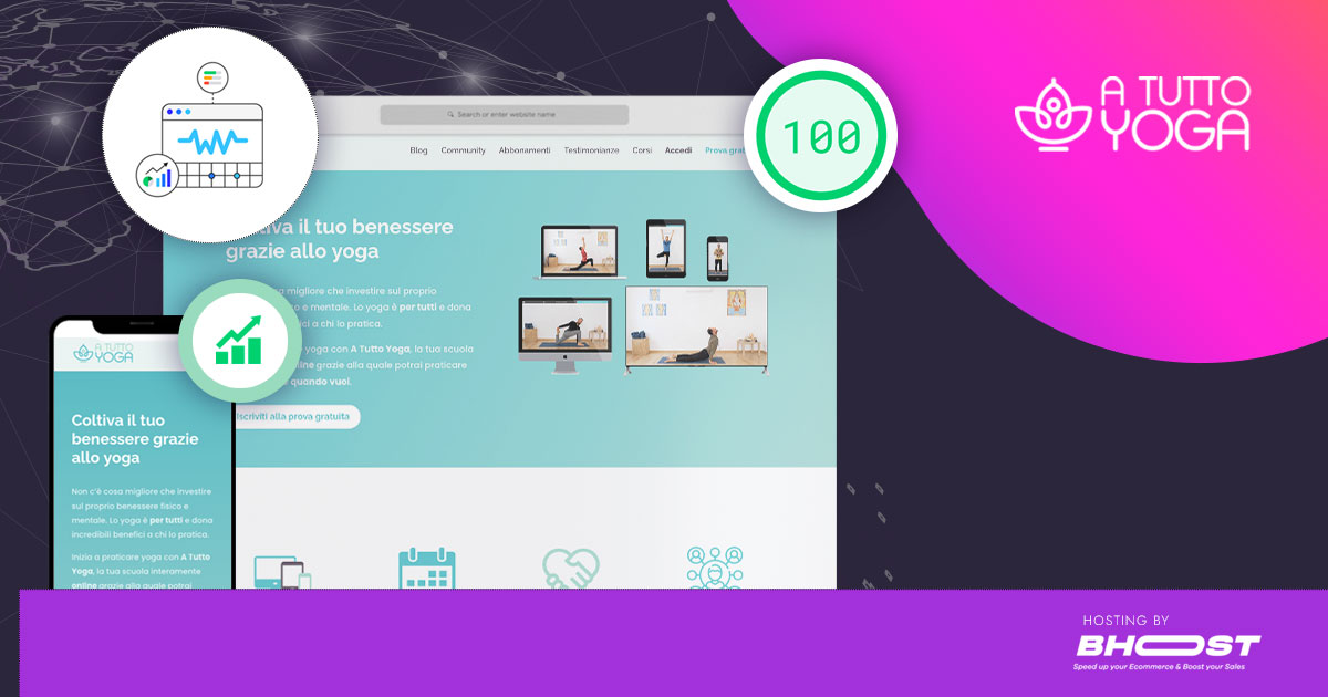 Immagine Cómo atuttoyoga.it pasó los Core Web Vitals con el Hosting WordPress de Bhoost